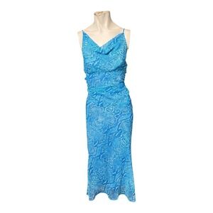Y2K Blue snake skin slip dress Vintage